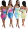 Fashion print suspender dress
