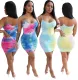 Fashion print suspender dress