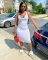 Suspender vest deep U-neck sexy dress