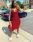 Suspender vest deep U-neck sexy dress