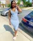 Suspender vest deep U-neck sexy dress