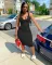 Suspender vest deep U-neck sexy dress