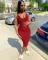 Suspender vest deep U-neck sexy dress