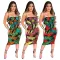 Casual print high waist bandage sexy suspender skirt