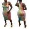 Tie dye printed mid length one step dress