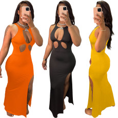Fashion solid color sexy dress
