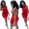 Slim neckline open back dress skirt