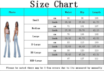 Fashion stitching washed jeans stretch flared pants