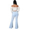 Fashion denim flared pants with holes