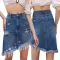 Fashion hole bag hip irregular elastic skirt