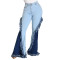 Fashion splicing jeans flared pants