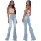 Fashion stitching washed jeans stretch flared pants