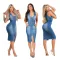 Sexy elastic zipper denim hip dress