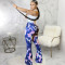 Fashion tie dyed jeans stretch slim flared pants