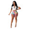 Tie dyed denim shorts with tassels