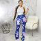 Fashion tie dyed jeans stretch slim flared pants