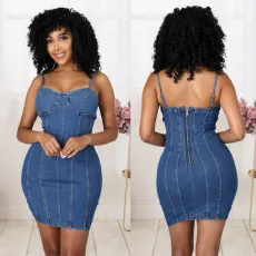 Sexy stitching denim dress
