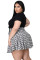 Fashion two piece drawstring Plaid pleated skirt