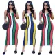 Sexy stripe casual suspender dress