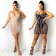 V-neck sexy dress with diamond strap