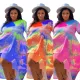 Fashion color short sleeve two piece set