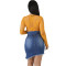 Fashionable high waist irregular denim skirt