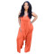 Solid Jumpsuit with ruffle neck and tether