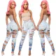 Stretch jeans with holes