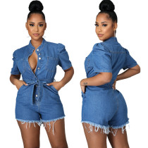Fashion denim slim Jumpsuit
