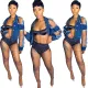 Fashion holed off shoulder denim jacket