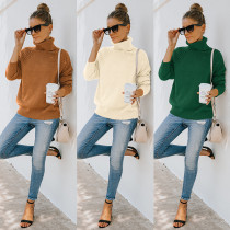 Fashion high neck loose long sleeve sweater