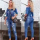Fashion white spray hole Jumpsuit