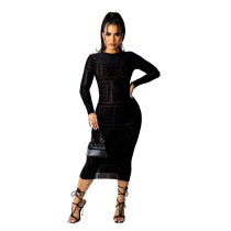 Perspective printing screen dress evening dress