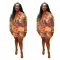 Fashion print casual two piece set