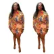 Fashion print casual two piece set