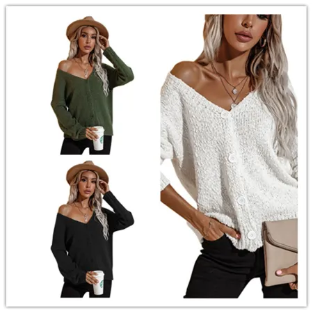 V-neck cardigan knitted coat