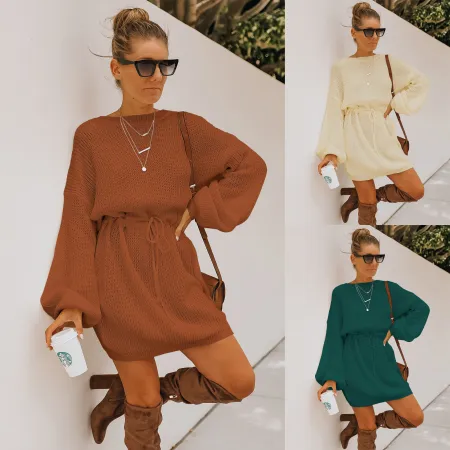 Fashion high waist knitted dress