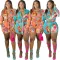Floral print large size suit