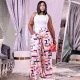 Fashionable casual printed wide leg pants (single pants)