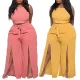 Sleeveless vest split wide leg pants suit