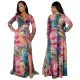 Sexy fashion digital print V-neck dress