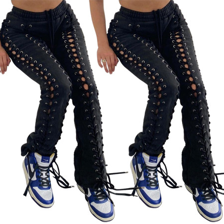 Cut out trousers with rope