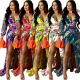 Sexy fashion digital print V-neck dress