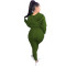 Hooded sports leisure long sleeve solid color suit