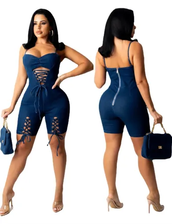 Strap sling zipper sexy Jumpsuit