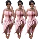 Sexy chest wrap print split dress