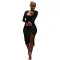 Square neck Slim Fit Sexy slit dress