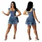 Fashion fur fringed denim dress