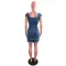 Fashion fur fringed denim dress
