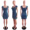 Fashion fur fringed denim dress